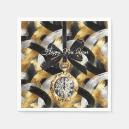 Glitzy Gold Silver Black New Year's Midnight Servet