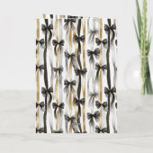 Glitzy Gold Silver Black Ribbons Bows Birthday Kaart (Achterkant)