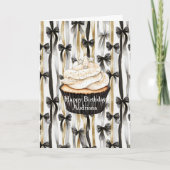 Glitzy Gold Silver Black Ribbons Bows Birthday Kaart (Voorkant)