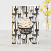 Glitzy Gold Silver Black Ribbons Bows Birthday Kaart (Gele Bloem)