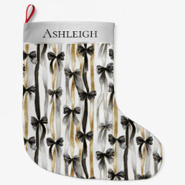 Glitzy Gold Silver Black Ribbons Bows Christmas Grote Kerstsok