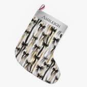 Glitzy Gold Silver Black Ribbons Bows Christmas Grote Kerstsok (Voorkant (Hangend))