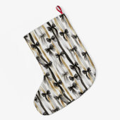 Glitzy Gold Silver Black Ribbons Bows Christmas Grote Kerstsok (Achterkant (Hangend))