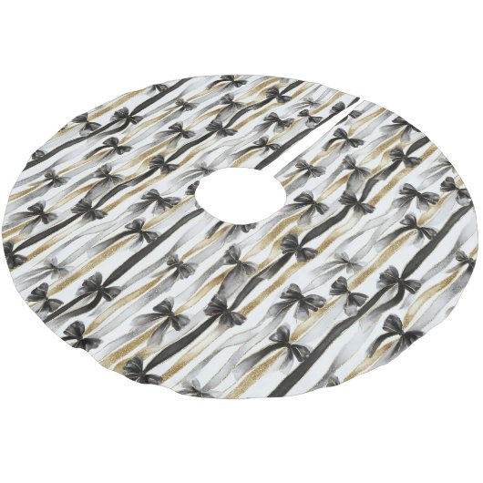 Glitzy Gold Silver Black Ribbons Bows Christmas Kerstboom Rok (Gekanteld)