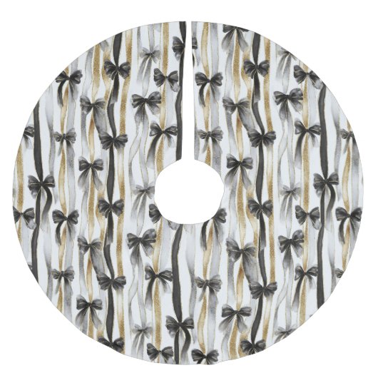 Glitzy Gold Silver Black Ribbons Bows Christmas Kerstboom Rok (Voorkant)