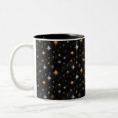 Glitzy Gold Silver Black Sparkle New Year Tweekleurige Koffiemok (Links)