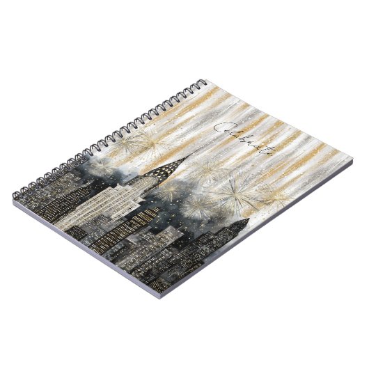 Glitzy Gold Silver Celebrate City Notitieboek (Linkerzijde)
