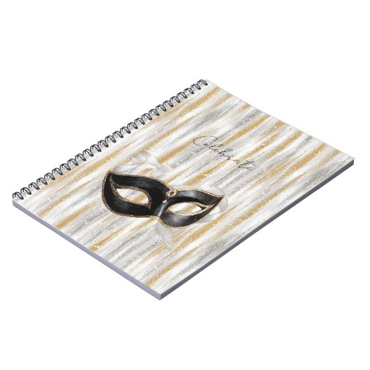 Glitzy Gold Silver Celebrate Mask Notitieboek (Linkerzijde)