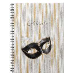 Glitzy Gold Silver Celebrate Mask Notitieboek
