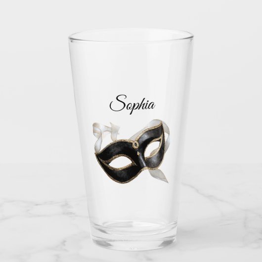 Glitzy Gold Silver New Year Black Mask Glas (Voorkant)
