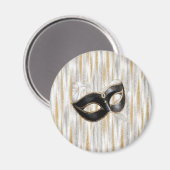 Glitzy Gold Silver New Year Black Mask Magneet (Voorkant / Achterkant)