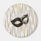 Glitzy Gold Silver New Year Black Mask Magneet (Voorkant)