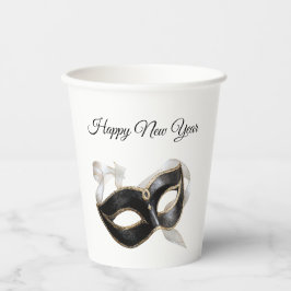Glitzy Gold Silver New Year Black Mask Papieren Bekers