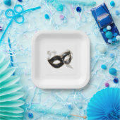 Glitzy Gold Silver New Year Black Mask Papieren Bordje (Feest)