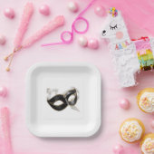 Glitzy Gold Silver New Year Black Mask Papieren Bordje (Feest)