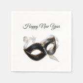 Glitzy Gold Silver New Year Black Mask Servet (Voorkant)