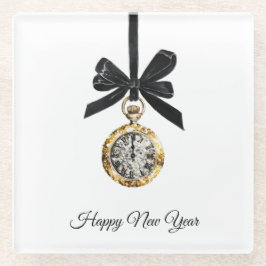 Glitzy Gold Silver New Year Midnight Hour Glazen Onderzetter
