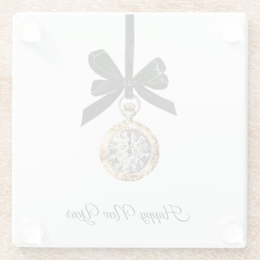 Glitzy Gold Silver New Year Midnight Hour   Glazen Onderzetter (Achterkant)