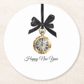 Glitzy Gold Silver New Year Midnight Hour Ronde Kartonnen Onderzetter (Voorkant)