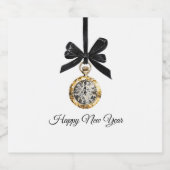 Glitzy Gold Silver New Year Midnight Hour   Sparkling Wijnetiket (Enkel label)