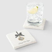 Glitzy Gold Silver New Year Midnight Hour   Stenen Onderzetter (Zijkant)