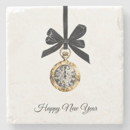 Glitzy Gold Silver New Year Midnight Hour Stenen Onderzetter