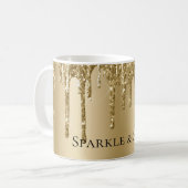 Glitzy Gold Sparkle Glitter Drips Koffiemok (Voorkant links)