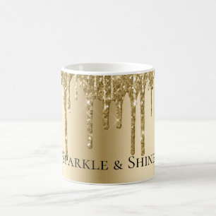 Glitzy Gold Sparkle Glitter Drips Koffiemok