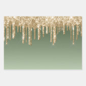 Glitzy Gold Sparkle Glitter Drips Verjaardag Inpakpapier Vel (Voorkant 3)