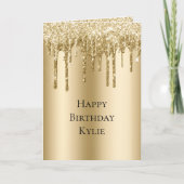 Glitzy Gold Sparkle Glitter Drips Verjaardag Kaart (Voorkant)