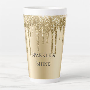 Glitzy Gold Sparkle Glitter Drips Verjaardag Latte Mok