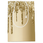 Glitzy Gold Sparkle Glitter Drips Verjaardag Medium Cadeauzakje (Voorkant)