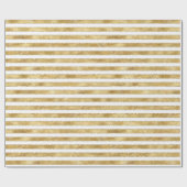 Glitzy Gold White Glam Glitter Sparkle Stripes Cadeaupapier (Vlak)