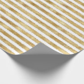 Glitzy Gold White Glam Glitter Sparkle Stripes Cadeaupapier (Hoek)