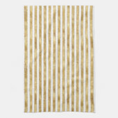 Glitzy Gold White Glam Glitter Sparkle Stripes Theedoek (Verticaal)