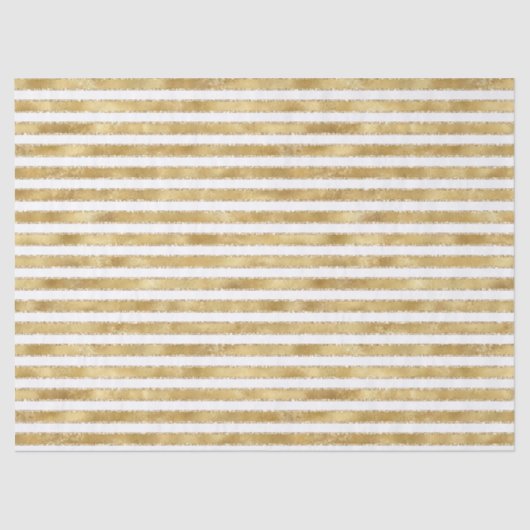 Glitzy Gold White Glam Glitter Sparkle Stripes     Tissuepapier (Voorkant)