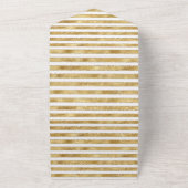 Glitzy Gold White Glam Glitter Stripes All In One Uitnodiging (Buitenkant)
