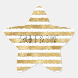 Glitzy Gold White Glam Glitter Stripes Ster Sticker