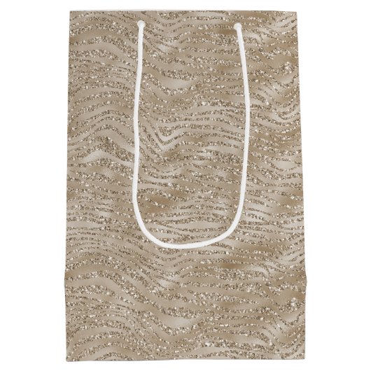 Glitzy Gold Zebra Afdrukken Medium Cadeauzakje (Achterkant)