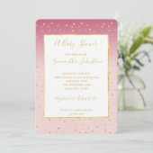 Glitzy Goud Confetti Roze Ombre Baby shower Kaart (Staand voorkant)