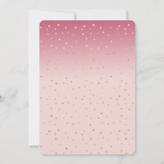 Glitzy Goud Confetti Roze Ombre Baby shower Kaart (Achterkant)