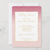 Glitzy Goud Confetti Roze Ombre Baby shower Kaart (Voorkant)