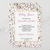 Glitzy Goud Roze Zwart Confetti Stippen Baby showe Kaart (Voorkant / Achterkant)