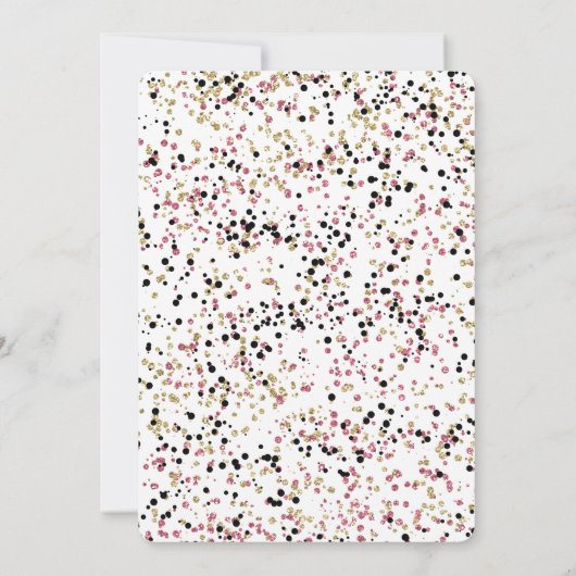 Glitzy Goud Roze Zwart Confetti Stippen Baby showe Kaart (Achterkant)