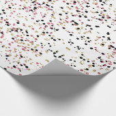 Glitzy Goud Roze Zwart Confetti Stippen Cadeaupapier (Hoek)