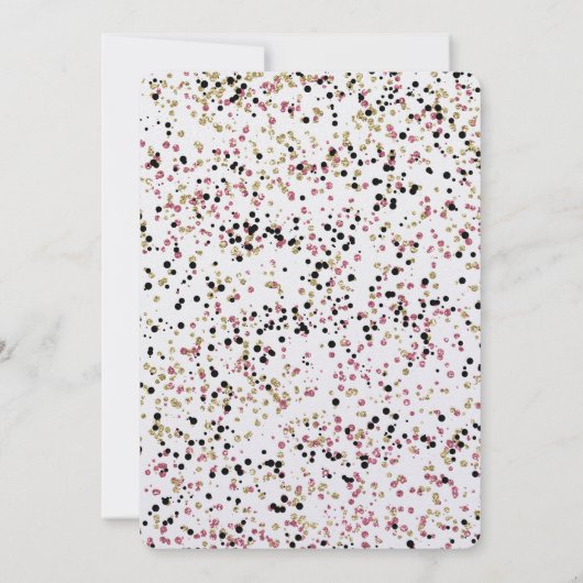 Glitzy Goud Roze Zwart Confetti Stippen Verjaardag Kaart (Achterkant)