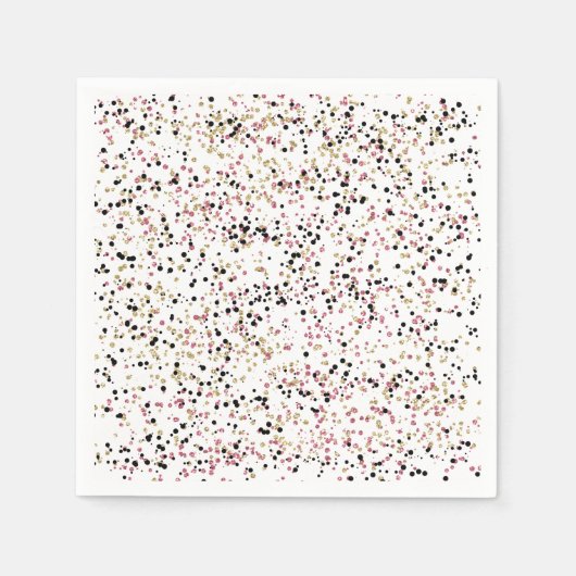 Glitzy Goud Roze Zwart Confetti Stippen Verjaardag Servetten (Voorkant)