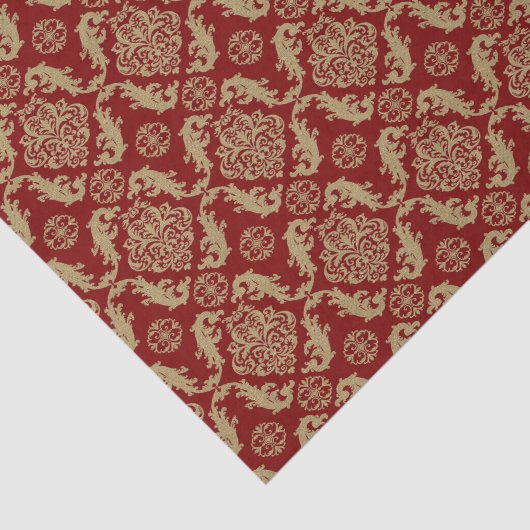 Glitzy gouden en bordeauxrode vakantie tissuepapier (Detail)