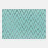 Glitzy Green Chevron Stripes Kerstmis Inpakpapier Vel (Voorkant 3)