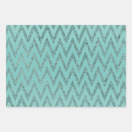 Glitzy Green Chevron Stripes Kerstmis Inpakpapier Vel (Voorkant 3)